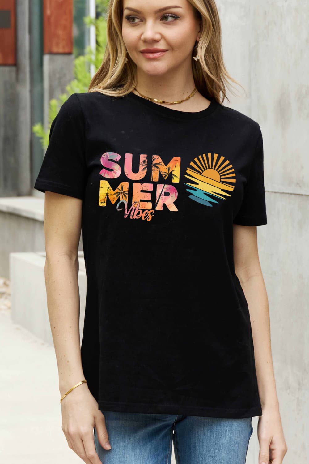 Simply Love Full Size SUMMER VIBES Graphic Cotton Tee