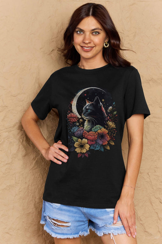 Cat In The Moonlit Garden T-Shirt