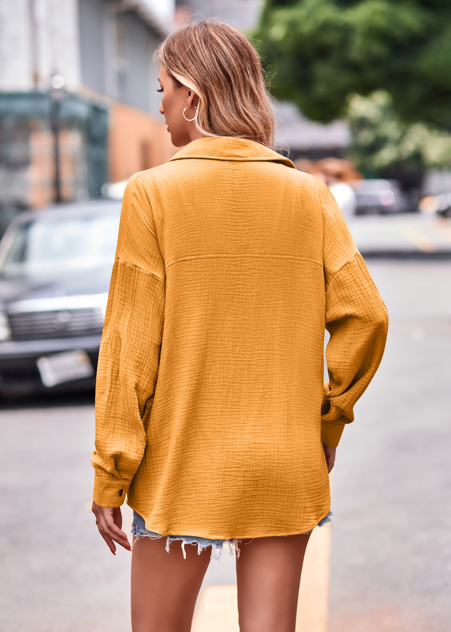 Textured Dropped Shoulder Longline Shirt