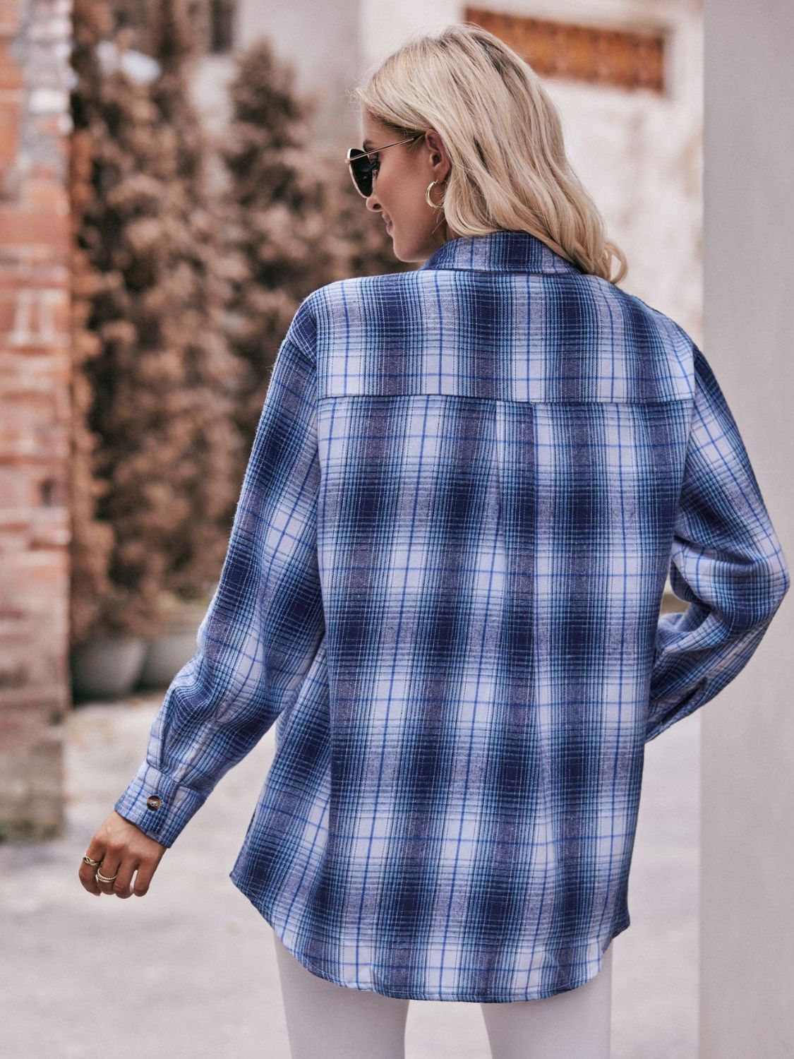 Plaid Dropped Shoulder Longline Shirt